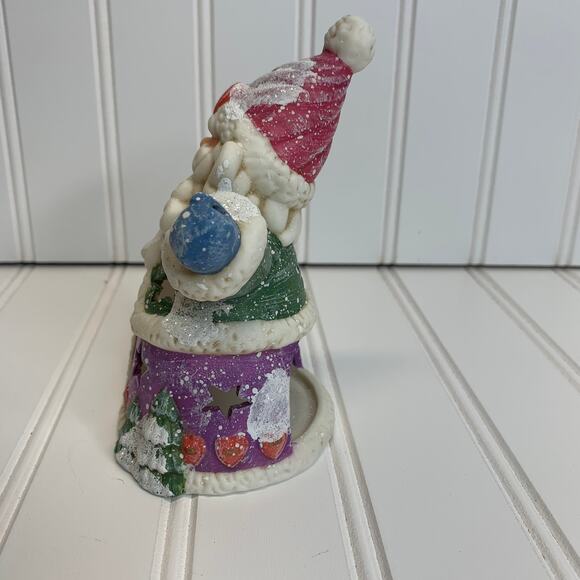 Santa Tea Light Holder Ceramic Stars Sparkle Wizard? 6" - Picture 4 of 6